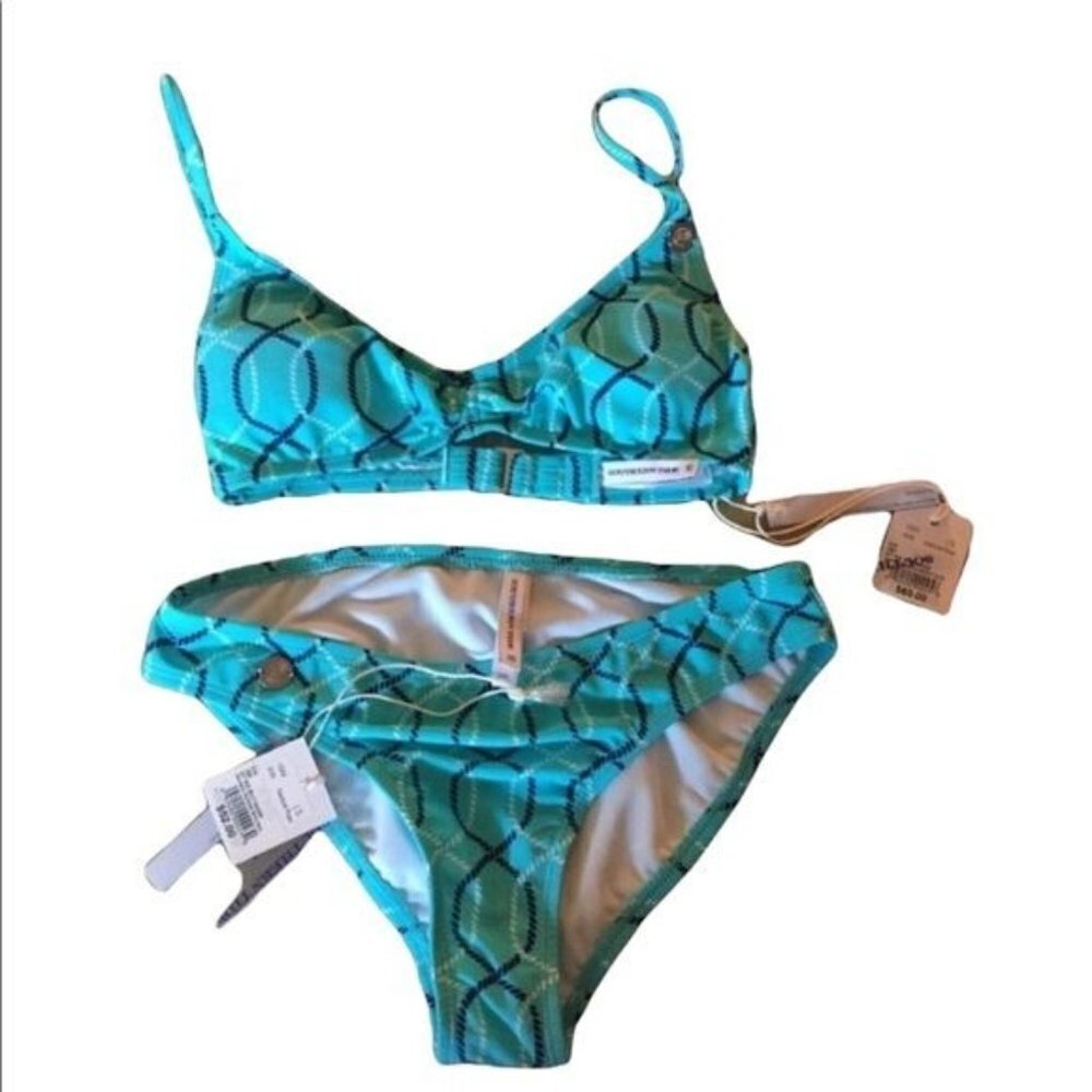 Southern Tide Womens Nautical Rope Bikini Seabrook Size XXS Blue NWT